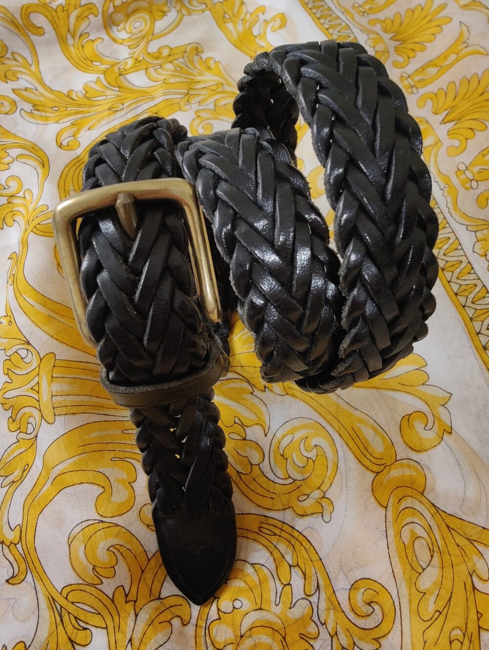Vintage Polo Ralph Lauren Braided Black Leather Belt, Made In Englan, Size 30/75